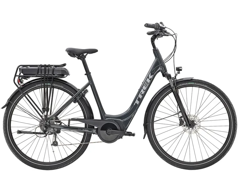 Trek Verve+ 1 Lowstep 400wh Electric Hybrid Bike in Solid Charcoal