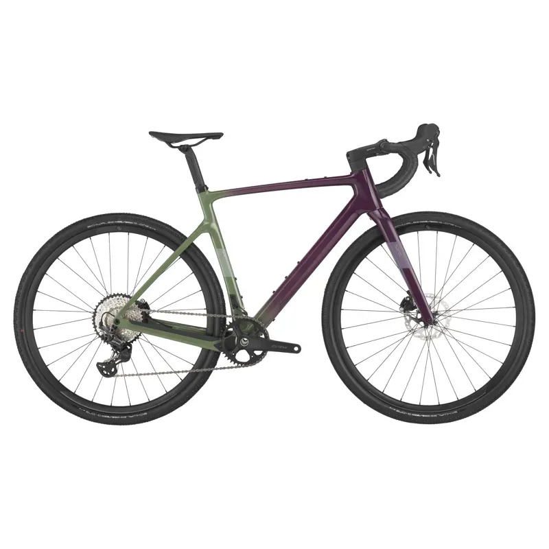 2025 Scott Addict Gravel 40 Bike In Olivine Green/Blackberry Purple