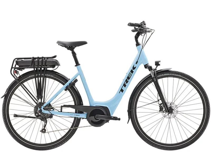 Trek Verve+ 2 Lowstep 400wh Electric Hybrid Bike in Azure