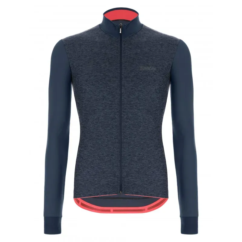 Santini Colore Puro Thermal Longe Sleeve Jersey in Nautica Blue