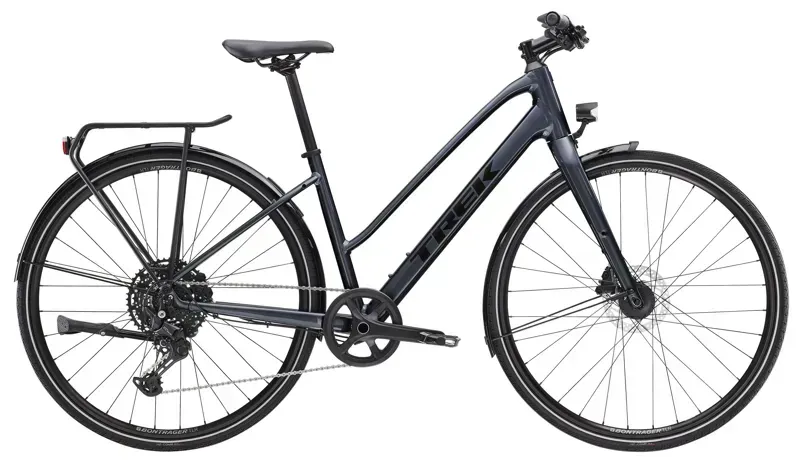 Trek FX 3 Equipped Midstep Hybrid Bike In Galactic Grey