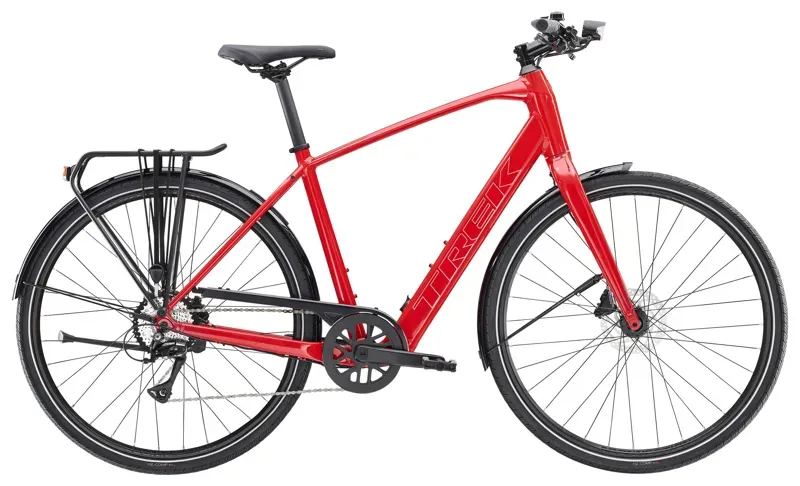Trek FX+ 2 LT Electric Hybrid Bike in Viper Red