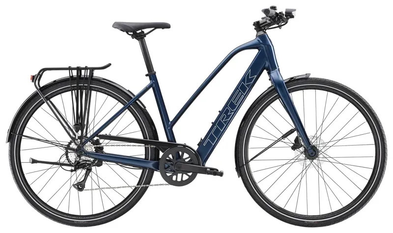 Trek FX+ 2 Stagger Electric Bike in Satin Mulsanne Blue