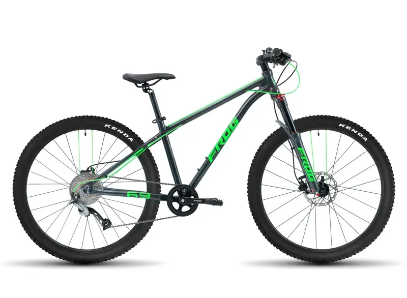 Frog MTB 69 Kids Mountain Bike In Metallic Grey/Neon Green