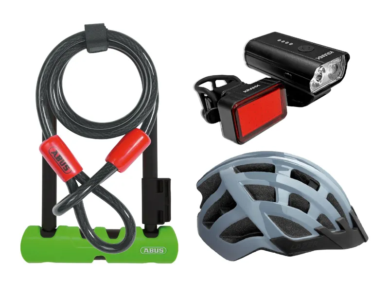 Spokes Deluxe Student Bundle: Ultra 230mm D-Lock/Cobra-Cable - Helmet - Lights