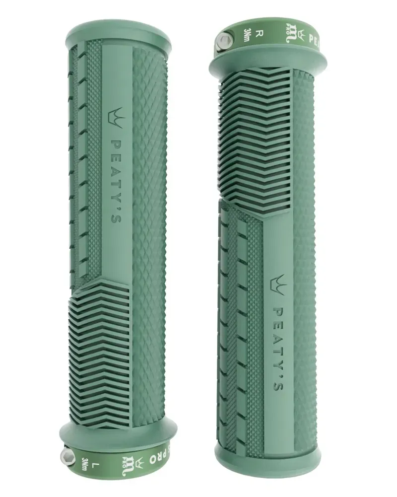 Peaty's Monarch Pro Knurl Grips in Grey Blue
