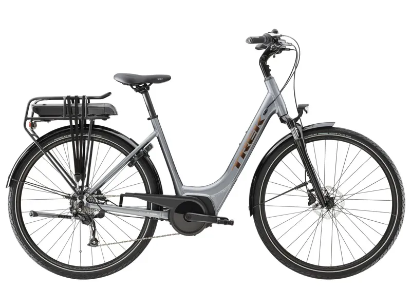 Trek Verve+ 1 Lowstep 500wh Electric Hybrid Bike in Galactic Grey