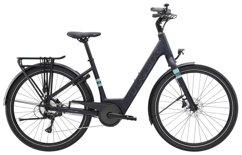 Trek Verve+ 1 Lowstep Electric Hybrid Bike In Matte Deep Dark Blue
