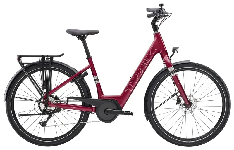 Trek Verve+ 1 Lowstep Electric Hybrid Bike In Matte Rage Red