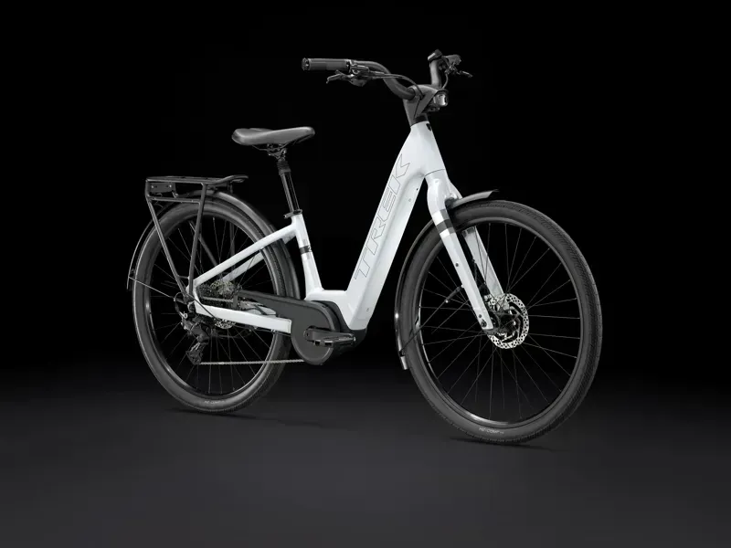 Trek Verve+ 2 Lowstep Electric Hybrid Bike in Plasma Grey Pearl-1