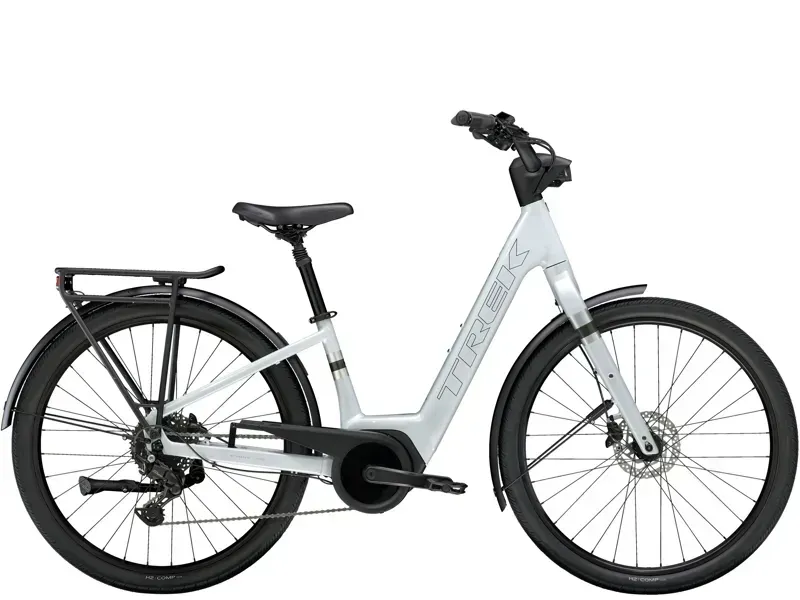 Trek Verve+ 2 Lowstep Electric Hybrid Bike in Plasma Grey Pearl