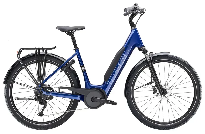 Trek Verve+ 3 800WH Lowstep Electric Hybrid Bike in Hex Blue