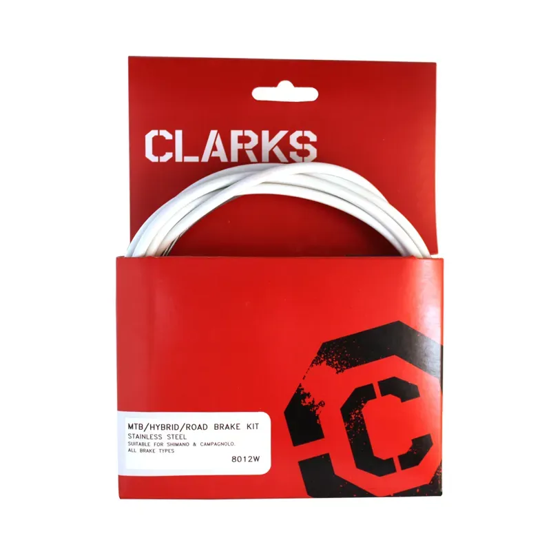 Clarks S/S Front/Rear Brake Cable Kit w/Outer Casing in White